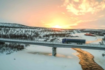 A truck driving through a icy landscape effciently using IRGAFLO® PPD 